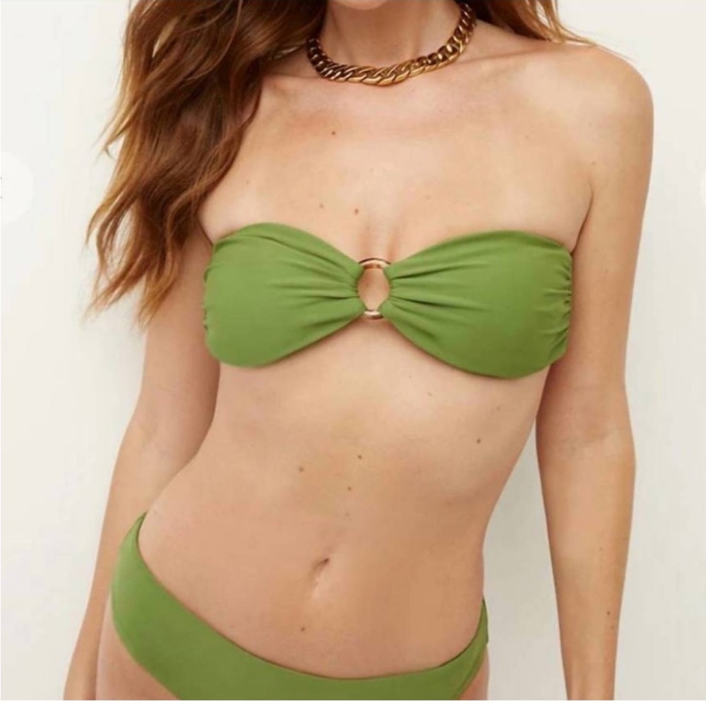 Veronica Beard Green Twist Bandeau Bikini
